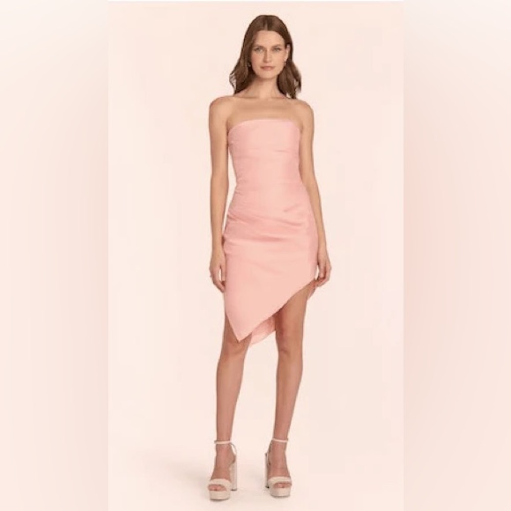 Amanda Uprichard Emelia Powder Pink Strapless Asymmetrical Dress Small Soft Girl